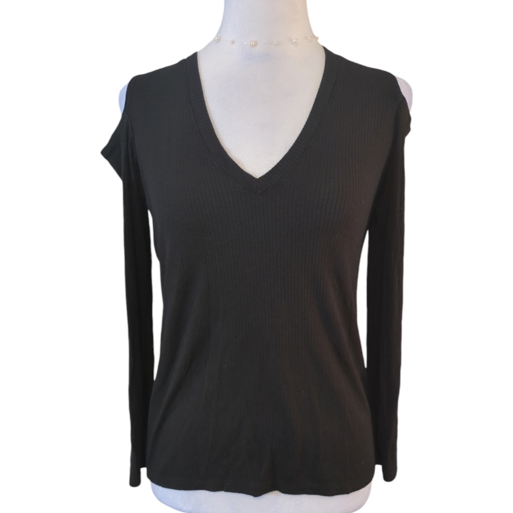 Monrow V-Neck Tee color black long sleeve size Xs